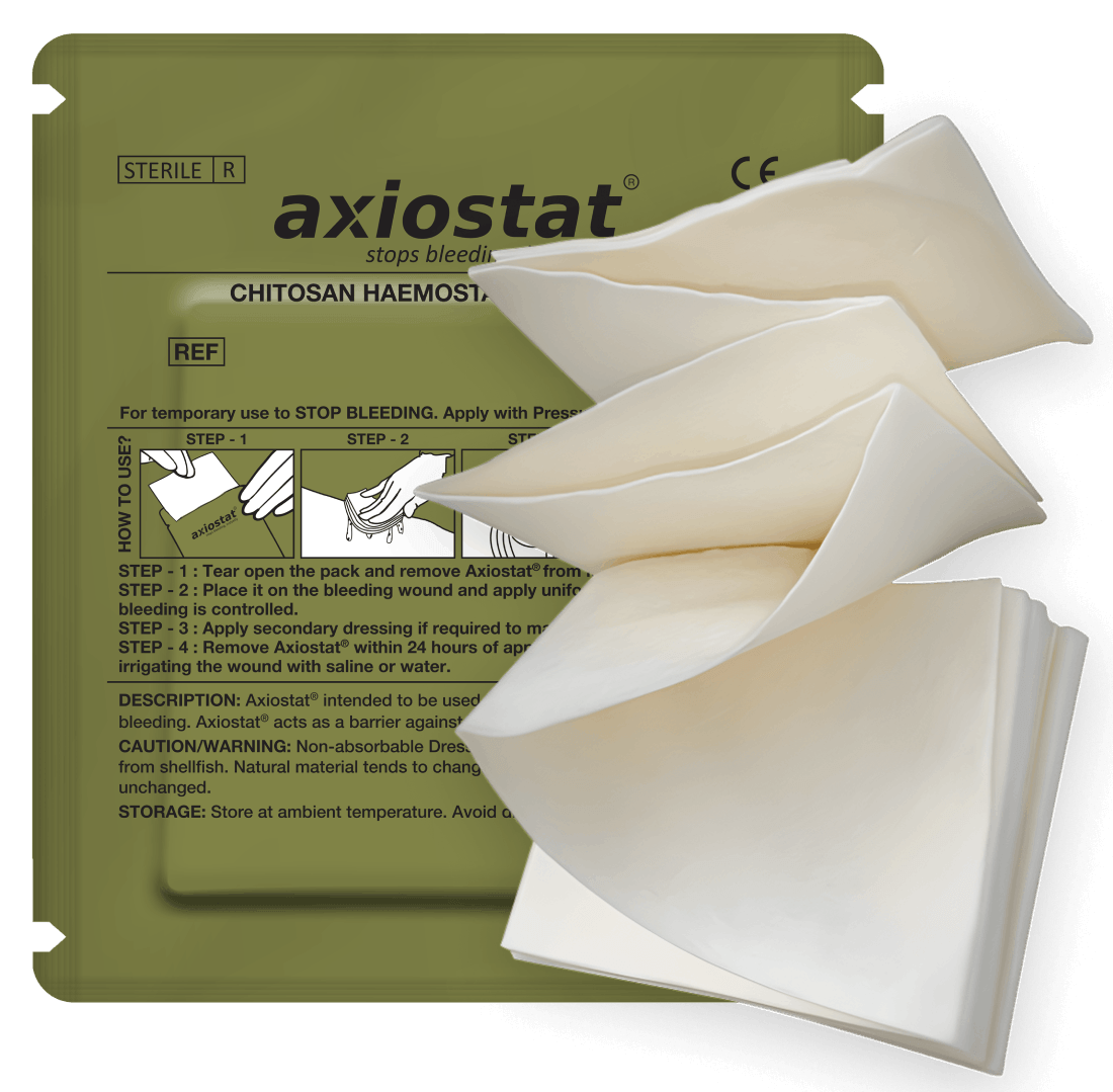 Axiostat hemostatic gauze products for military bleeding control