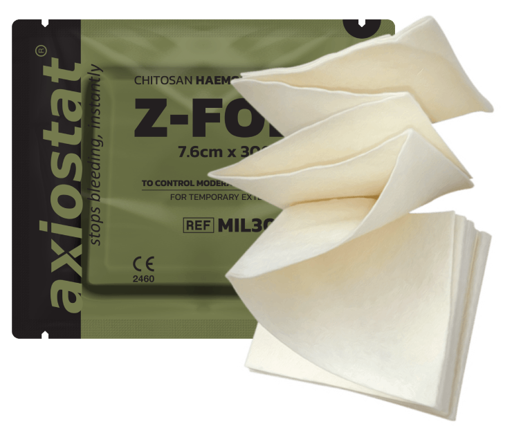 Axiostat hemostatic gauze products for military bleeding control